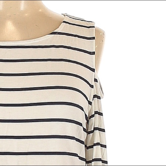 Laundry by Shelli Segal NWT Striped Cloud Dancer Cold Shoulder Top in XL - Picture 2 of 10